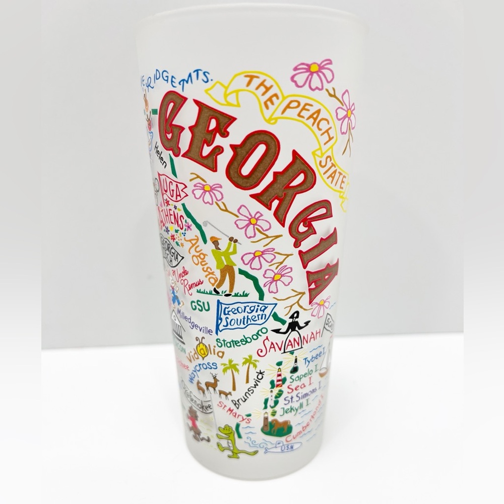 GEORGIA Catstudio Souvenir Frosted Drinking Glass Tumbler 15oz New W/Tags